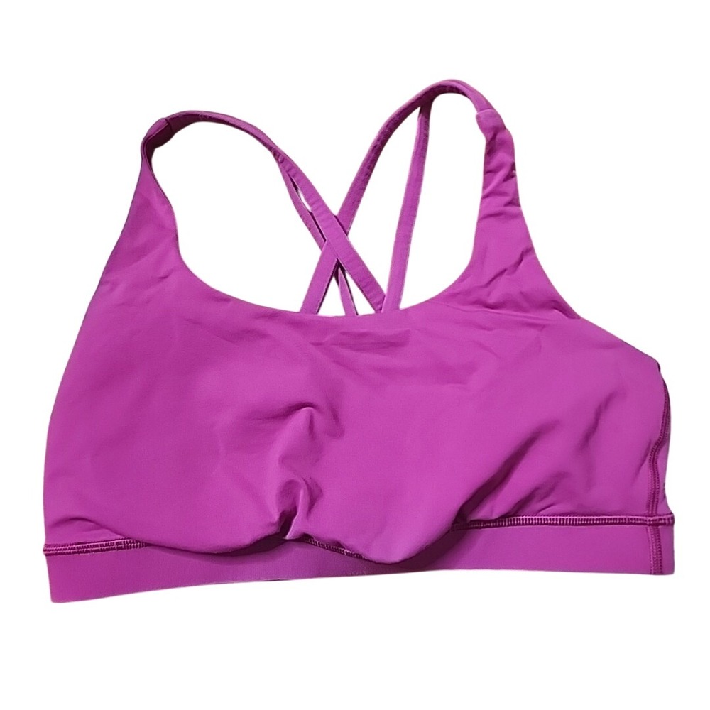 Lululemon Energy Sports Bra Strappy‎ Racerback Pink Yoga Gym Active Workout 8